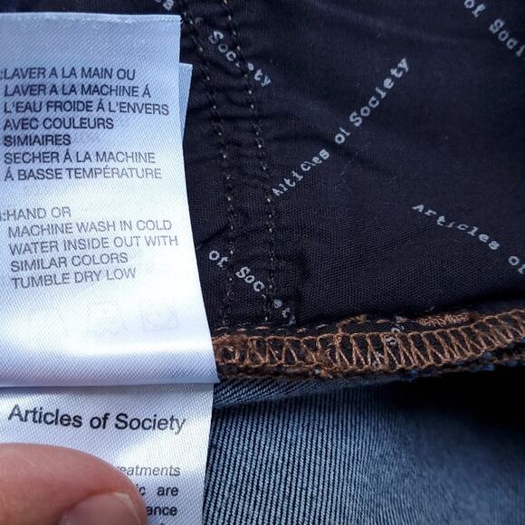 Articles of Society Skinny Jeans Melody Wash Mid Rise Dark Wash Cut Off Hem 26 - Picture 15 of 15